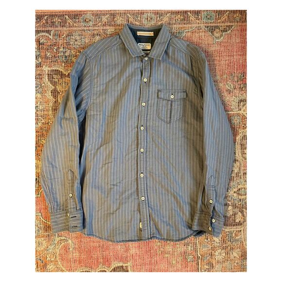 Tommy Bahama Men's Island Modern Fit Button Down Shirts Long Sleeve Gray - Picture 1 of 8